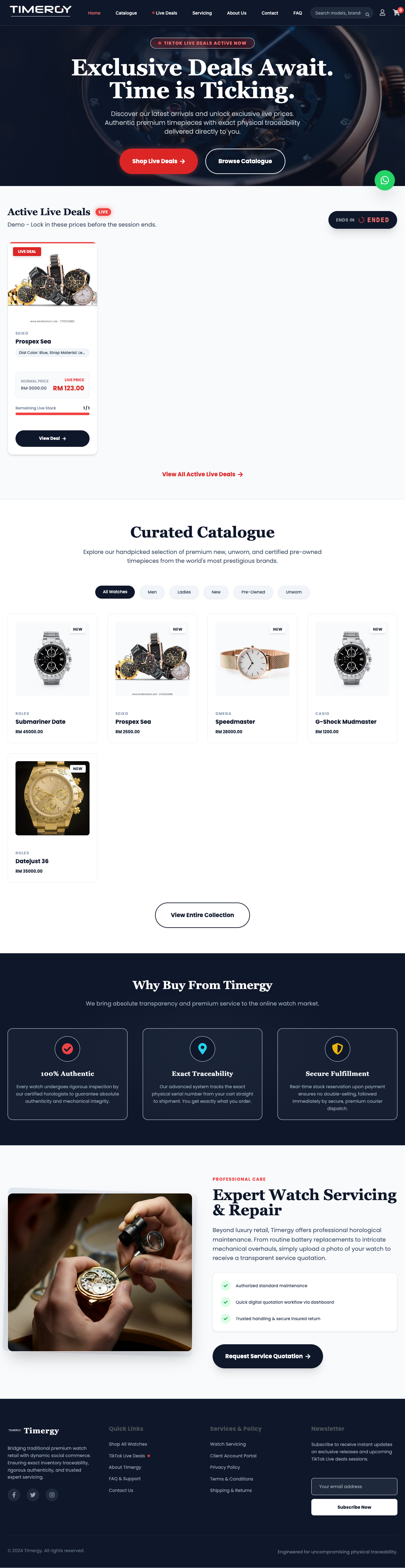 Timergy — Premium Watch E-Commerce & TikTok Live Deals